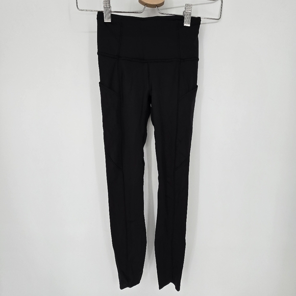 Lululemon Fast and Free High-Rise Tight 25” Pockets black leggings Size 0 - Picture 1 of 10